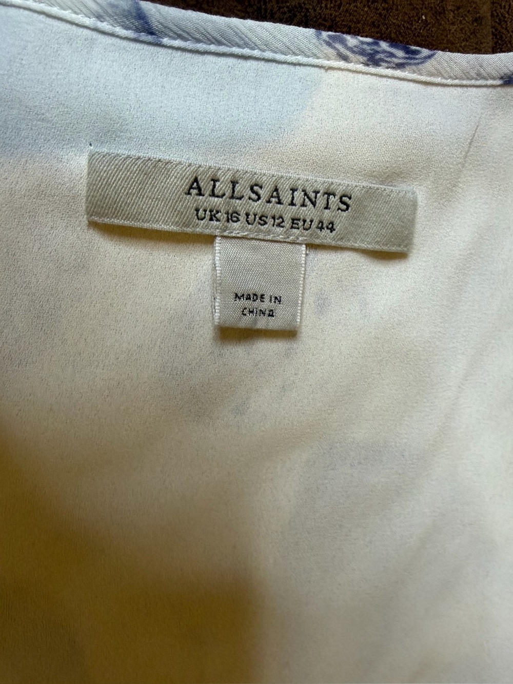 AllSaints Ari Oceano Dress Blue White Seashell Print Ruffle Midi Dress Size 12 - Picture 5 of 9